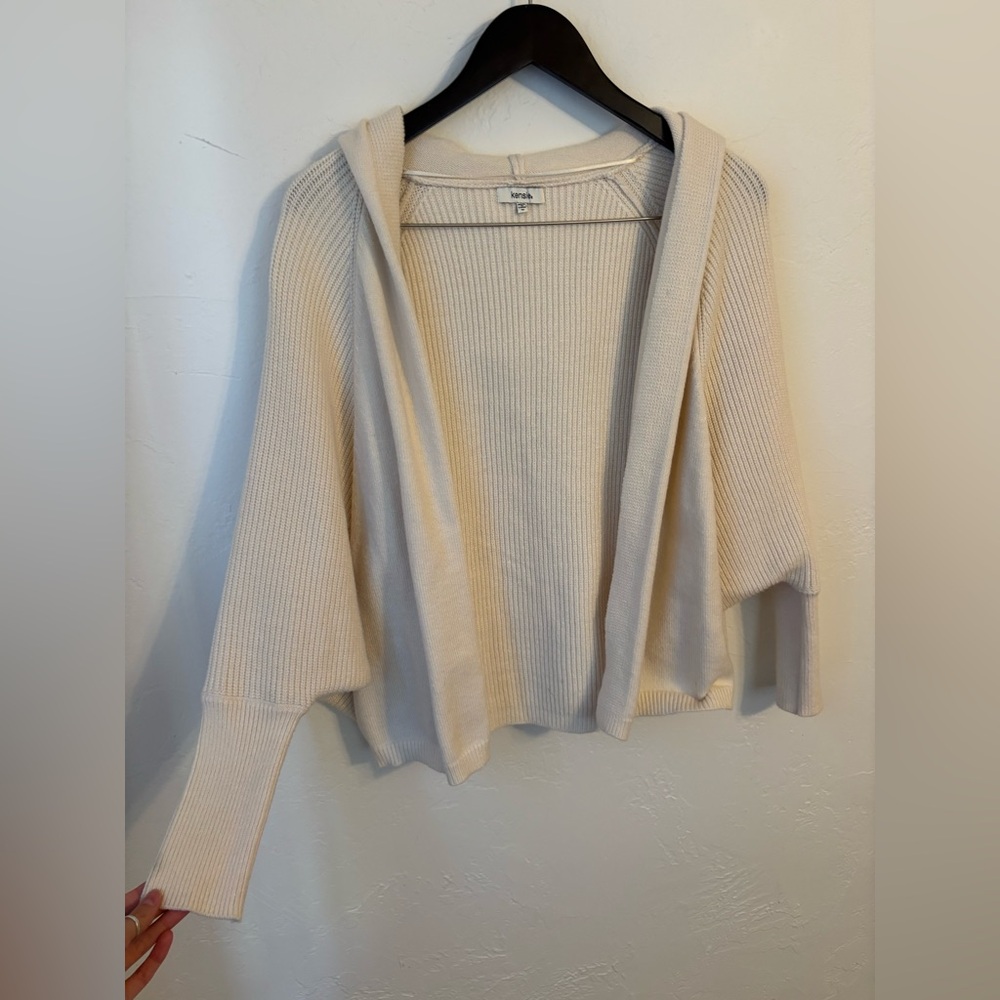 Kensie Cream Hooded Knit Sweater Dolman Sleeve Size M